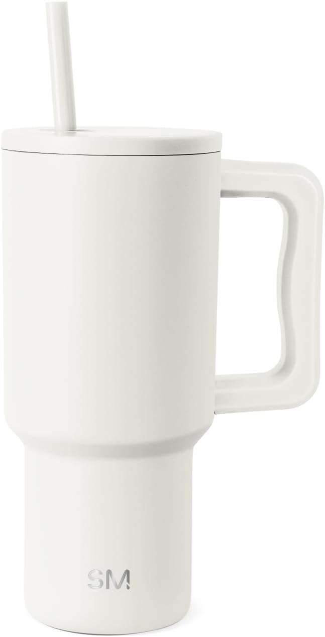 Simple Modern 30 oz Trek Tumbler with Handle and Straw Lid | Cup Holder Friendly Insulated Stainless Steel Travel Mug | Cream SimpleModern