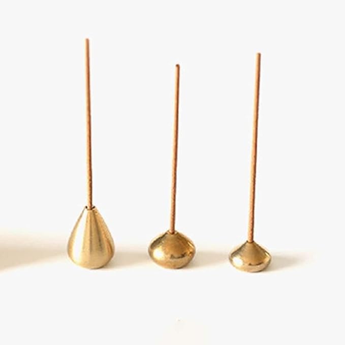 3Pcs Mini Brass Incense Holder, Incense Cone Holder, Portable Coil Incense Holder, Incense Stick Holder for Home Office Teahouse, Water Drop Shape - Bloomnest