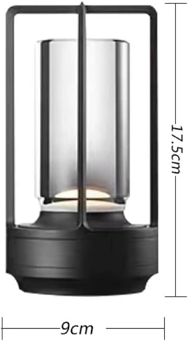 Portable Metal Table Lamp for Indoor/Outdoor ,Rechargeable Cordless LED Lamp, 3-Colour Infinitely Dimming Battery Powered Small Desk Lamp, Restaurant/Bedroom/Bar/Coffee Shop/Camping Light (Black) - Bloomnest