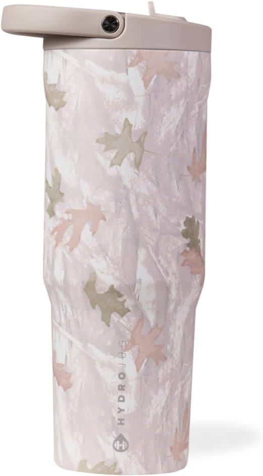 HydroJug Sport - Stainless Steel Tumbler with Straw, Vacuum Insulated, 32oz Leakproof Water Bottle, Ergonomic Design, Reusable, Dishwasher Safe, Rubber Base, Durable for Gym or Outdoors, Camo