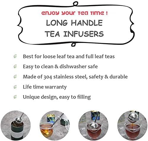 Numola Long Handle Tea Ball Stainless Steel, 2Pcs Premium Tea Infuser Filter for Loose Leaf Tea, Reusable Fine Mesh Tea Interval Diffuser Strainer for Cup and Teapot - Bloomnest