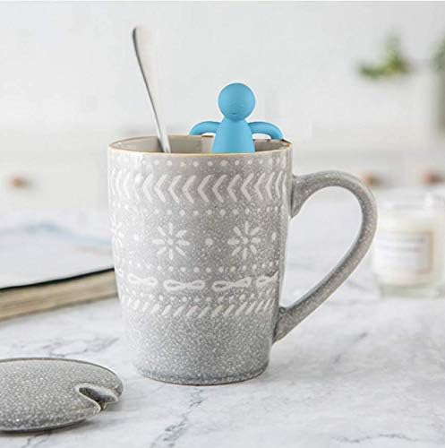 Leden Tea Infuser Cute Tea Strainer for Loose Tea Fine Mesh Stainless Steel Tea Ball Steeper & Diffuser with Silicone Lid for Tea Cup & Mug, with Cleaning Brush Blue - Bloomnest