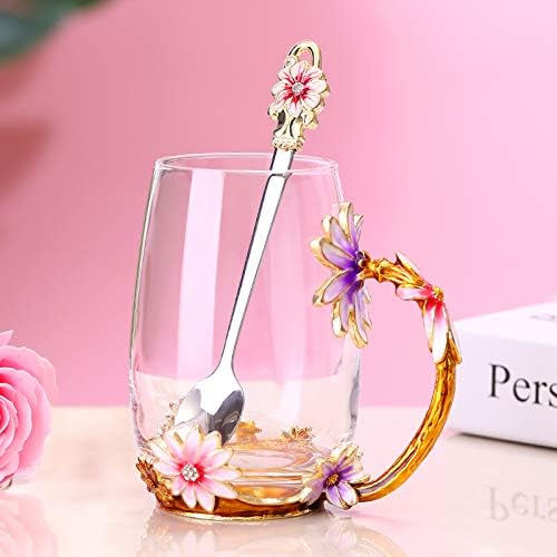 Luka Tech Mothers Day Gifts For Mom,Mom Gifts From Daughter Son,Daisy Flower Glass Tea Cups Best Mom Ever Gift, Birthday Gift For Mum Grandma - Bloomnest