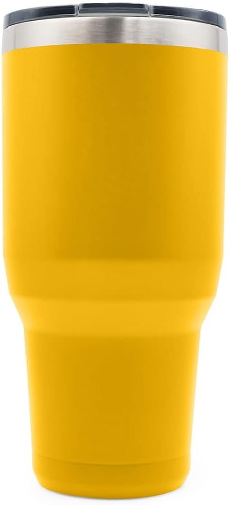 Yukon Outfitters Freedom High Grade 18/8 Stainless Steel Double Wall Vacuum Insulated Tumbler (40oz / 1183ml) - 8.8" H x 4.2" Top Dia. / 3" Bottom Dia., Gold with 'Don't Tread on Me' printed logo - Bloomnest