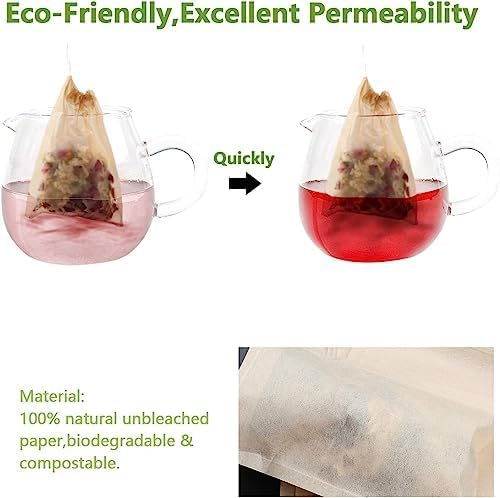 300Pcs Disposable Tea Bags for Loose Leaf Tea, Empty Tea Bags for Loose Tea, 100% Natural Wood Pulp Paper Material, Unbleached Tea Filter Bags with Drawstring - Bloomnest