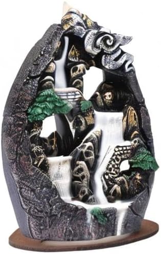 Backflow Incense Holder Resin Mountain Incense Burner Fountain Waterfall Incense Holders Home Decor with 120 Pcs Backflow Incense Cones 30 Pcs Incense Sticks (Creek) - Bloomnest