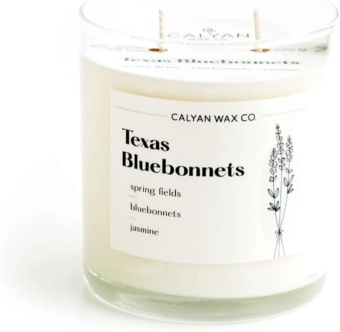 Calyan Wax Co. 2 Wick Candle, Texas Bluebonnets Scented Candle, 37 Hour Burn Time, Aromatherapy Soy Candles, Non Toxic & Vegan Soy Wax, Glass Tumbler Scented Candles, 12.5oz - Bloomnest