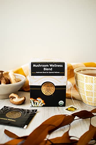Buddha Teas - Organic Mushroom Wellness Blend - Herbal Tea - For Health & Wellbeing - With Antioxidants & Minerals - Clean Ingredients - Caffeine Free - OU Kosher & Non-GMO - 18 Tea Bags (Pack of 1). - Bloomnest