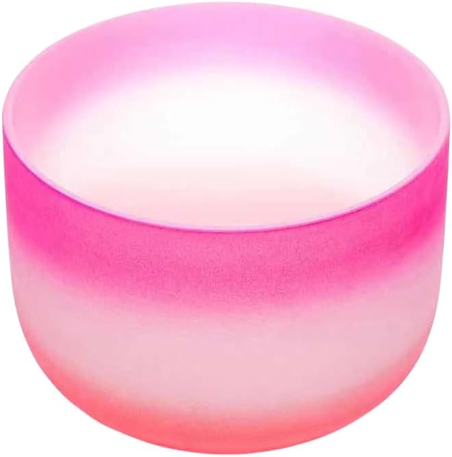 KVKA 10 Inch F Note Heart Chakra Rainbow Quartz Frosted Crystal Singing Bowl with Carrying Case for Sound Healing Yoga Bath - Bloomnest