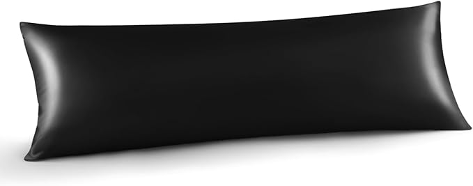 INFIIXSO Body Pillow Cover with Zipper, Luxury Mulberry Silk Body Pillow Case 20x54 Inches, Ultra Smooth and Soft Cooling Long Pillowcase, Gift for Women, Men(Black) - Bloomnest