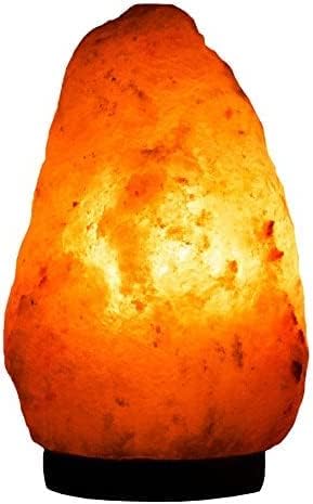 Himalayan Salt Lamp with Dimmer Switch - Natural Crystal Rock Night Light for Home Decor - Hand Carved Salt Lamp with Wooden Base - Soothing Amber Glow Night Light & Gifts - Bloomnest