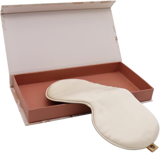 Premium 25 Momme Mulberry Silk Eye Mask for Sleeping (Vanilla Ice) - Bloomnest