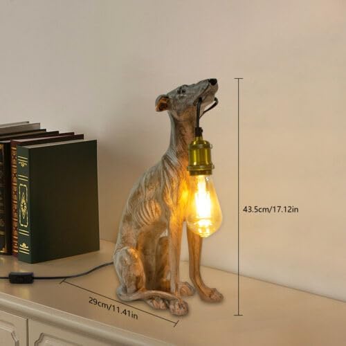 Vintage Resin Carved Dog Table Lamp, Dog Desk Lamp Floor Lamp for Kids Room Bedroom Bedside, Fun Unique Animal Lamp for Home Dining Living Room Bar Cafe Decor, Can Be Self-configured 30-60W E26 Bulb - Bloomnest