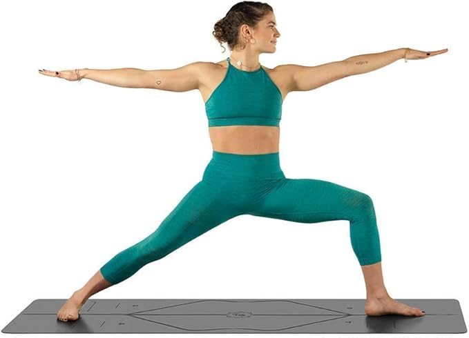 Liforme Original Yoga Mat – Free Yoga Bag Included - Patented Alignment System, Warrior-like Grip, Non-slip, Eco-friendly, sweat-resistant, long, wide, 4.2mm thick mat for comfort - Bloomnest