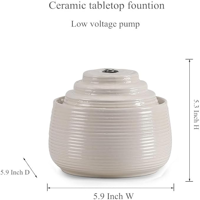 Ceramic Tabletop Fountain Water Feature for Indoor and Home Decoration Table Desk Office Patio(White A157) - Bloomnest