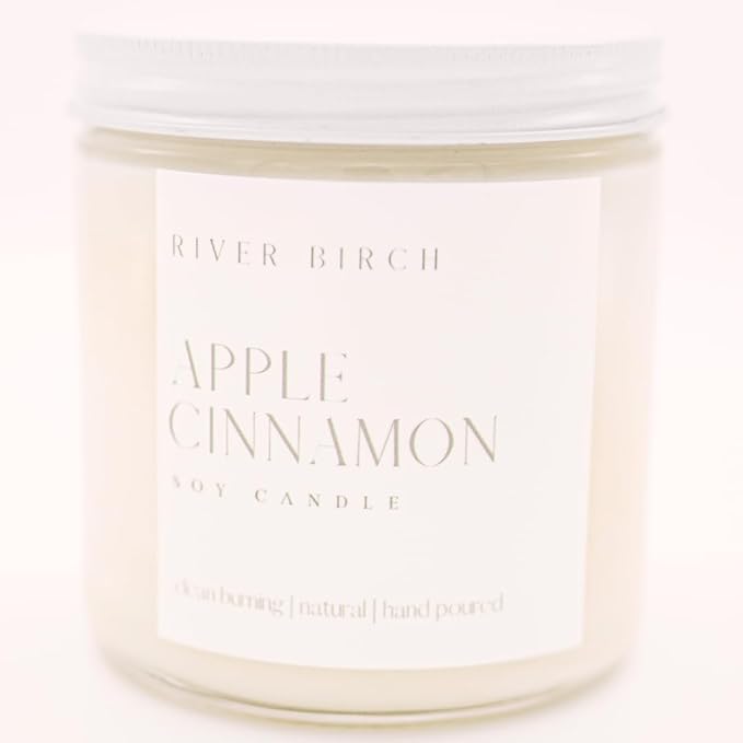 River Birch Candles Apple Cinnamon Scented Candle | Premium, All-Natural, Non-Toxic, Soy Candles | 16oz 90 Hr Burn Time | Cozy Relaxing Gifts for Home - Bloomnest