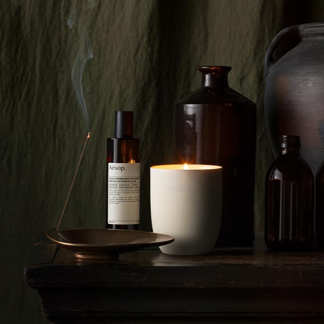 Aesop Ptolemy Aromatique Candle | Resinous, Earthy, Woody Scented | 55-65 Hour Burn Time | Vegan-Friendly | 10.5 oz - Bloomnest