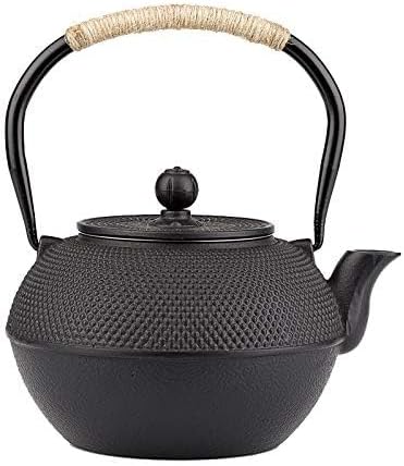 40.6oz Cast Iron Teapot, Japanese Tetsubin Tea Kettle for Stovetop Safe, Black Cast Iron Tea Kettle with Infuser for Loose Leaf, Tea Pot with Enameled Interior, Gift for Tea Lovers - Bloomnest