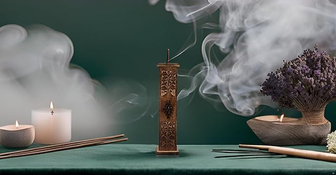 Wooden Incense Stick & Cone Burner Coffin with Storage Compartment Organic Eco Friendly Ash Catcher Agarbatti Holder Rustic Style for Meditation Yoga Aromatherapy Home Fragrance Products - Bloomnest