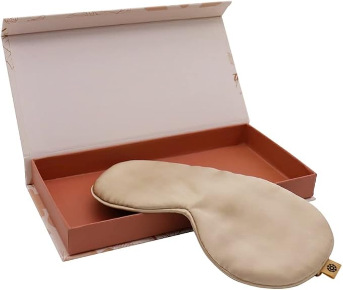 Premium 25 Momme Mulberry Silk Eye Mask for Sleeping (Champagne) - Bloomnest