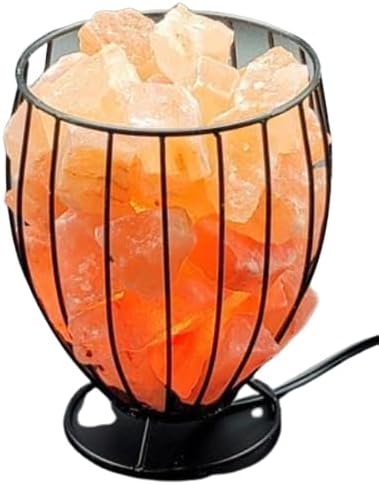 Himalayan Pink Salt Metal Basket Lamp (Tall) with Pair of Extra Bulb, Unique Gift Idea - Bloomnest