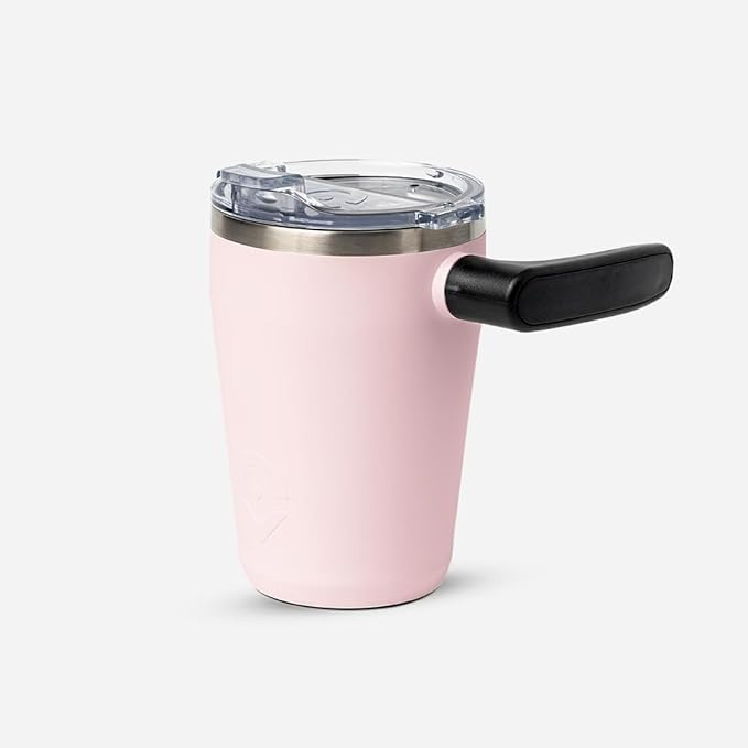 OUTSIDER Stainless Steel Vacuum Insulated Coffee Mug/Cup with Rotating Handle and Spill Proof Lid – Great Travel Tumbler for Outdoor, Home, Office – 17 ounces, Pink