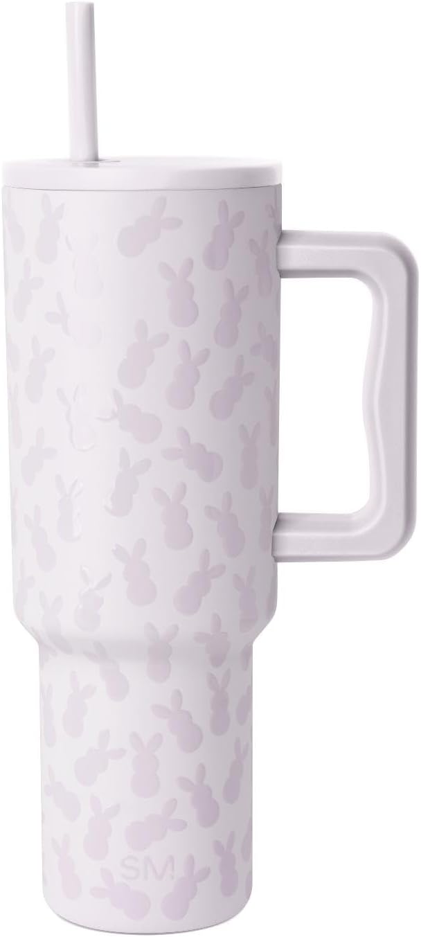 Simple Modern Easter 40 oz Trek Tumbler with Handle and Straw Lid | Cup Holder Friendly Insulated Stainless Steel Travel Mug | Easter Bunnies SimpleModern