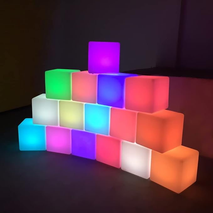 Mr.Go 10-inch Rechargeable LED Cube Light w/Remote, 16 RGB Colors & Dimmable LED Cube Lamp Night Light Mood Lamp, Ambient Decorative Lighting, Cordless & Waterproof for Indoor Outdoor Use - Bloomnest