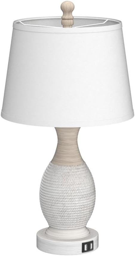 PARTPHONER Table Lamps Set of 2, Bedside Touch Lamp with USB C+A Charging Ports, Side Table Lamp with White Fabric Shade (LED Bulbs Included) - Bloomnest