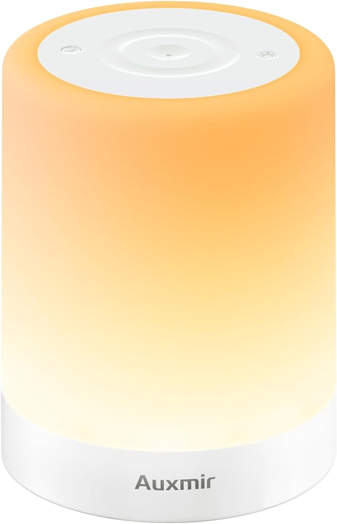 Auxmir Night Light for Kids Baby, Dimmable Touch Lamp for Nursery, 11 RGB Colors 5 Brightness, Portable Rechargeable Bedside Table Lamp for Nightstand, Kids Night Light for Bedroom Living Room, White - Bloomnest