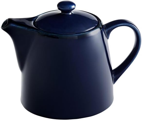 Keystone Stoneware Teapot, 32 oz, Azora Blue with Brown Speckles, Microwave and Dishwasher Safe, with Lid - Bloomnest