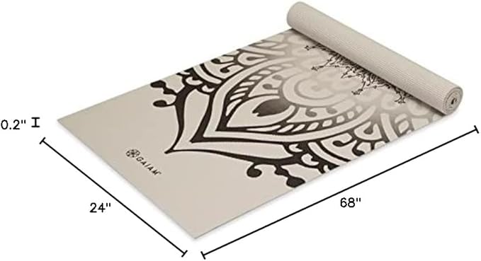 Gaiam Yoga Mat - Premium 5mm Print Thick Non Slip Exercise & Fitness Mat for All Types of Yoga, Pilates & Floor Workouts (68" x 24" x 5mm) - Bloomnest