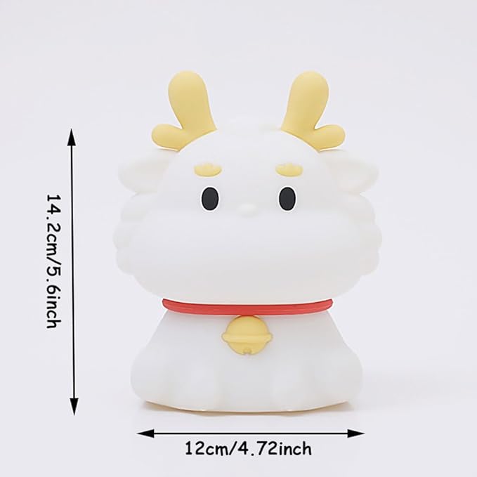 Night Light for Kids, 7 Color Changing BPA-Free Silicone Lamp with Touch Control, Eye Protection, Rechargeable Battery, Soft & Safe Nursery Lamp for Boys & Girls (Dragon) - Bloomnest