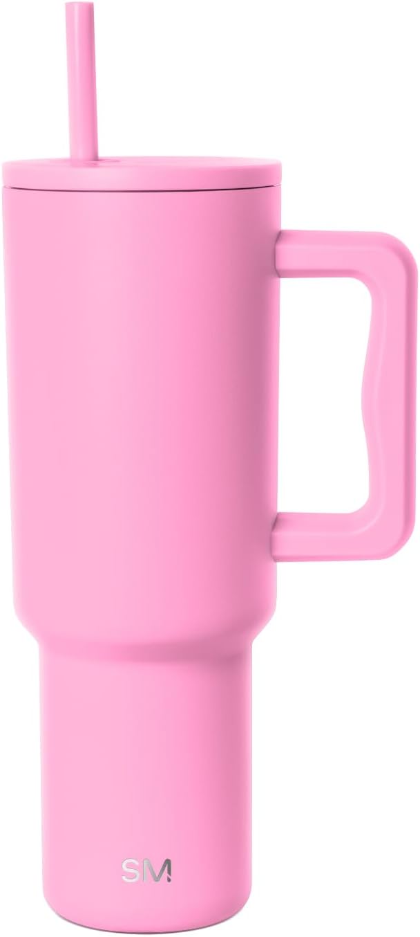 Simple Modern 40 oz Trek Tumbler with Handle and Straw Lid | Cup Holder Friendly Insulated Stainless Steel Travel Mug | Dragon Fruit SimpleModern