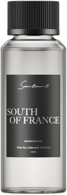 Scentiment Diffuser Oil - South of France | Aromatherapy Home Fragrance | Inspired by Sofitel® Hotel | Luxurious Scent with Notes of White Tea, Cedarwood, Vanilla, Amber (120ml) - Bloomnest