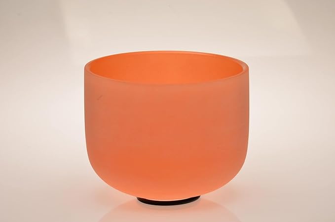 TOPFUND Orange D Note Crystal Singing Bowl Sacral Chakra 8 inch with Heavy Duty Carrying Case and Suede Mallet - Bloomnest