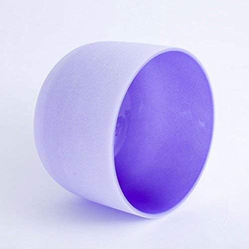 Purple Colored Frosted B Note Crown Chakra Quartz Crystal Singing Bowl 8 inch mallet and o-ring included - Bloomnest