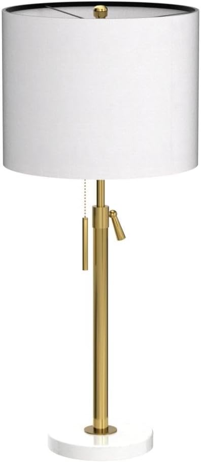 Gold Table Lamp Set of 2, 22-30" Height Adjustable Modern Nightstand Lamps with Marble Base and Pull Chain Switch for Living Room Bedroom, Office, Bedside Table, Farmhouse - Bloomnest