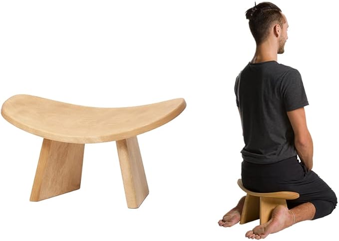 Meditation Bench IKUKO Original, Portable Version with Bag, Locally Handmade Wooden Kneeling Ergonomic Seiza Seat, Prana Yoga - 2 Colors, 3 Height Sizes - Bloomnest