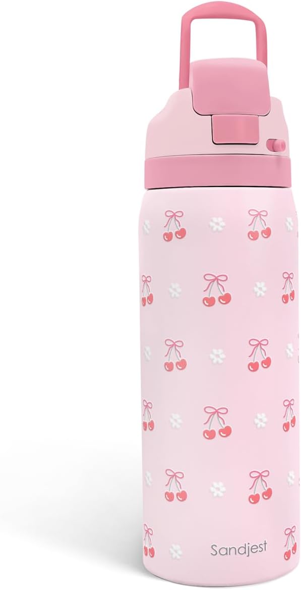 Cherry Insulated Stainless Steel Water Bottle with Straw for Sports and Travel, 32oz, Gifts for Women Girls Friends Teens Birthday Christmas - Bloomnest