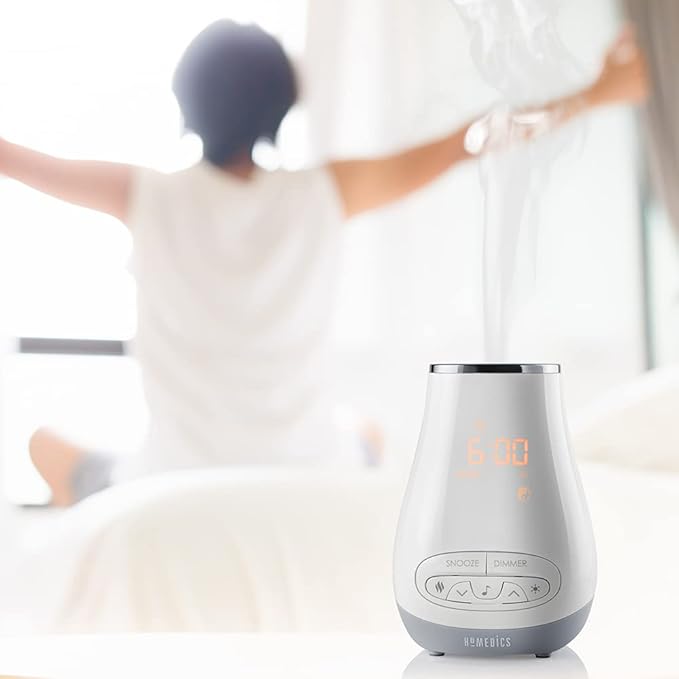 Slumber Scents Alarm Clock, Essential Oil Diffuser & White Noise Machine 6 Soothing Sounds, LED Lights, Auto-Off Timer, Bluetooth Bonus- 3 Essential Oils, Aromatherapy SoundSpa HoMedics - Bloomnest
