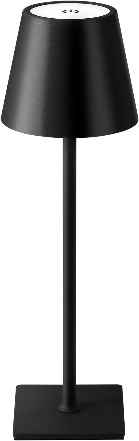 KDG Cordless Table Lamp, Portable LED Desk Lamp, 5000mAh Battery Operated, 3 Color Stepless Dimming Up, for Restaurant/Bedroom/Bars/Outdoor Party/Camping/Coffee Shop Atmosphere Night Light(Black) - Bloomnest