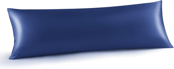 INFIIXSO Body Pillow Cover with Zipper, Luxury Mulberry Silk Body Pillow Case 20x54 Inches, Ultra Smooth and Soft Cooling Long Pillowcase, Gift for Women, Men(Navy) - Bloomnest