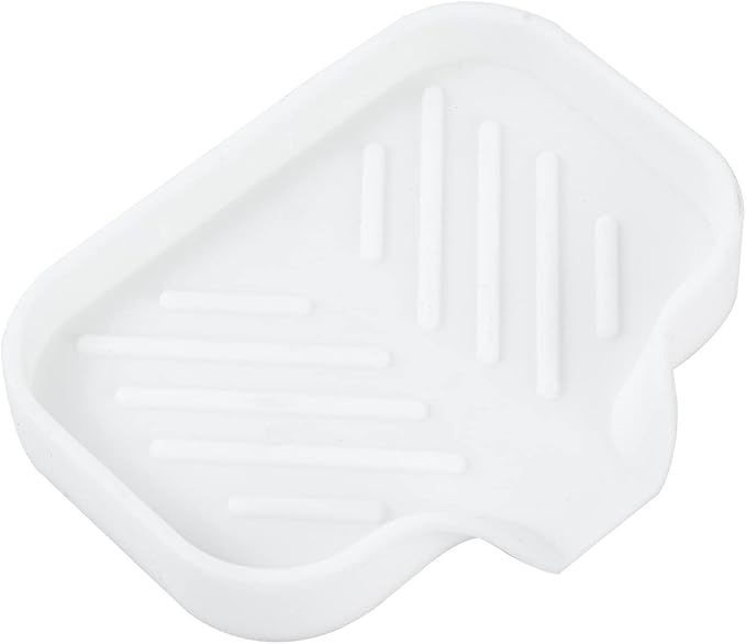 Silicone Bathroom Soap Dishes with Drain Spout-Bathroom and Kitchen Sink Organizer,Sponge Holder,Dish Soap Tray,Perfect for Dispenser,Scrubber,Bottle,Cup on Sink or Counter-White 4.9"×3.2" - Bloomnest