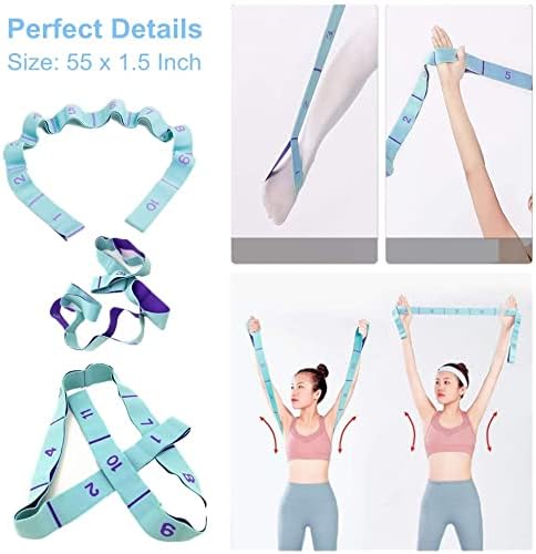 Stretch Straps, Elastic Stretching Strap with Adjustable 11 Loops, Fitness Leg Stretch Band Equipment Flexibility Trainer Resistance Stretch Assist Belt, for Physical Therapy, Pilates, Yoga, Ballet - Bloomnest