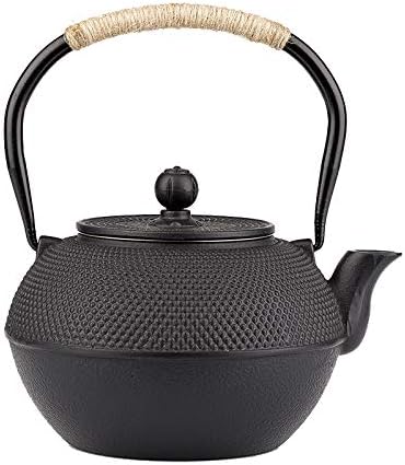 40.6oz Cast Iron Teapot, Japanese Tetsubin Tea Kettle for Stovetop Safe, Black Cast Iron Tea Kettle with Infuser for Loose Leaf, Tea Pot with Enameled Interior, Gift for Tea Lovers - Bloomnest