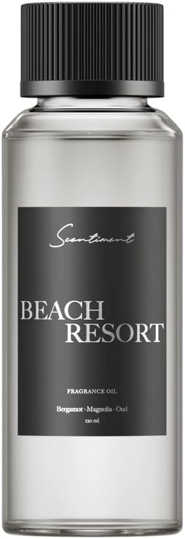 Scentiment Diffuser Oil - Beach Resort | Aromatherapy Fragrance Inspired by 5-Star Hotels | Luxurious Scent with Notes of Bergamot, Ocean, Peony with Amber & Sandalwood (120 mL) Scentiment