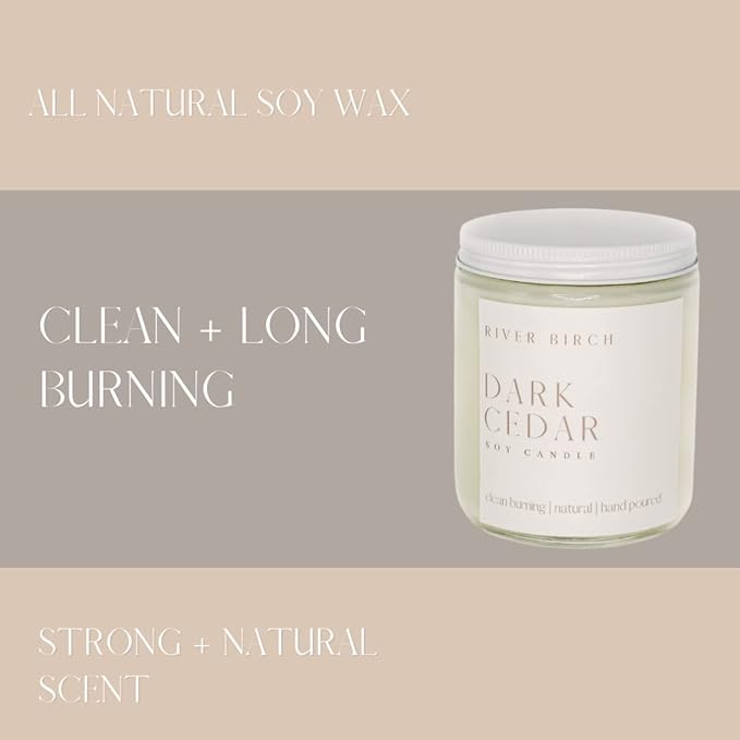 River Birch Candles Cedar Eucalyptus Scented Candle | Premium, All-Natural, Non-Toxic, Soy Candles | 8.5oz 40 Hr Burn Time | Cozy Relaxing Gifts for Home - Bloomnest