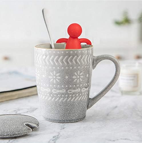 Leden Tea Infuser Cute Tea Strainer for Loose Tea Stainless Steel Fine Mesh Tea Ball Steeper with Silicone Lid for Mug and Cup, Red - Bloomnest