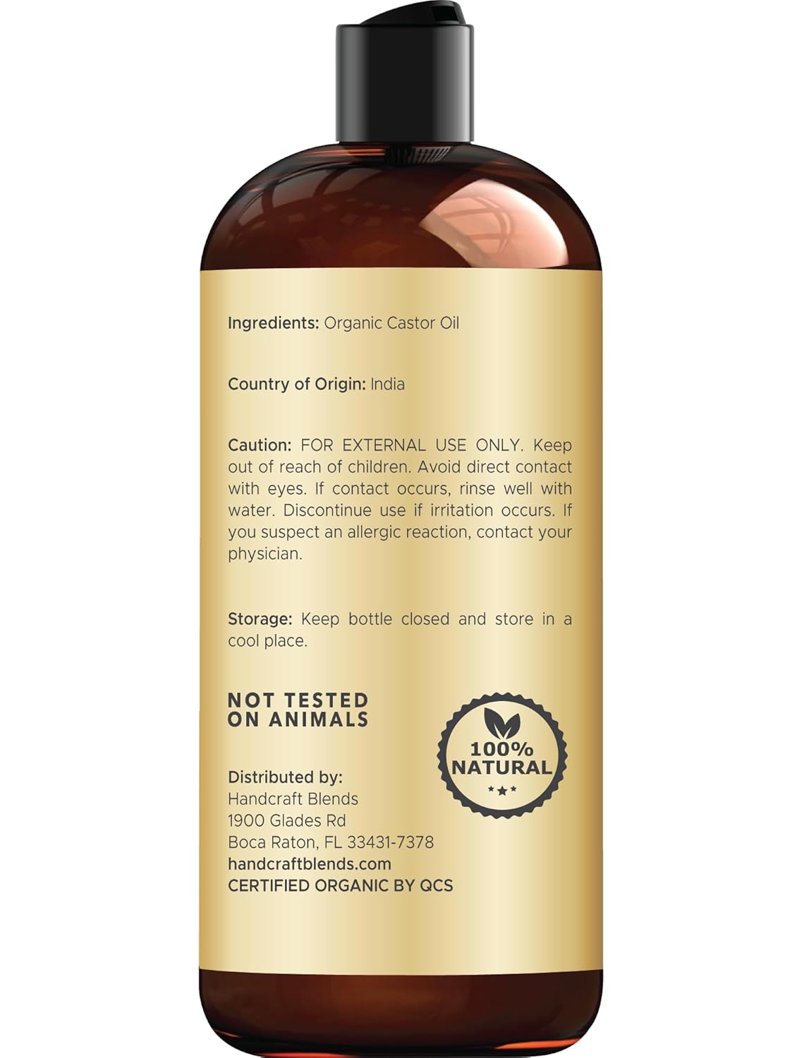 Handcraft Blends Organic Castor Oil – 16 fl oz | Pure, Cold-Pressed & Hexane-Free